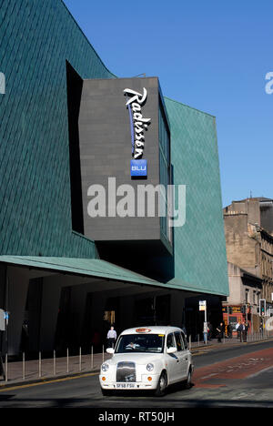 Facade of Radisson Blu Hotel, at Argyle St., Glasgow, Scotland, United Kingdom Stock Photo