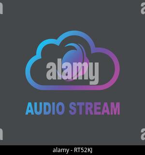 Audio loudspeaker in cloud isolated on white background. Color Vector illustration. EPS 10 Stock Vector