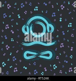 Vector neon sign for decoration and covering on the color background. Concept of night club, music and dj profession. EPS 10 Stock Vector
