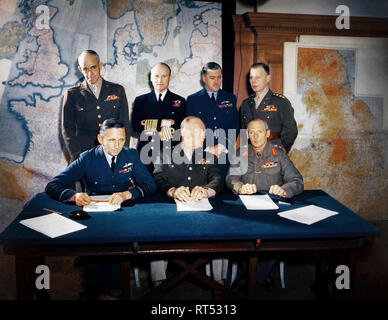 World War II photograph shows the Meeting of the Supreme Command, Allied Expeditionary Force in London. Stock Photo