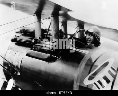 American history photograph of Eddie Rickenbacker on board his Spad biplane. Stock Photo