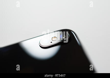 PARIS, FRANCE - NOV 5, 2017: Rear view of the new Apple iPhone X 10 ...