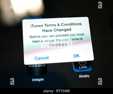 PARIS, FRANCE - SEP 18, 2014: iTunes Terms and Conditions have 