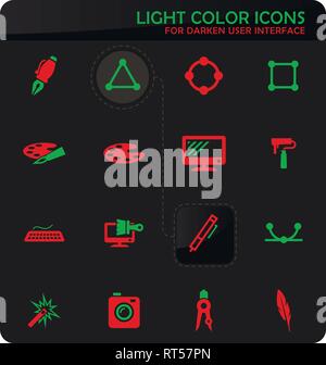 Design easy color vector icons on darken background for user interface design Stock Vector