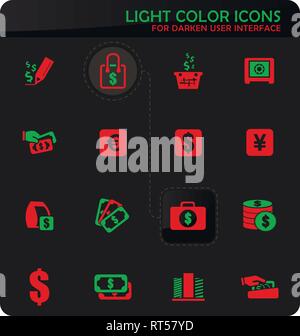 E-commers easy color vector icons on darken background for user interface design Stock Vector