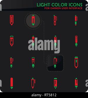 Edit easy color vector icons on darken background for user interface design Stock Vector