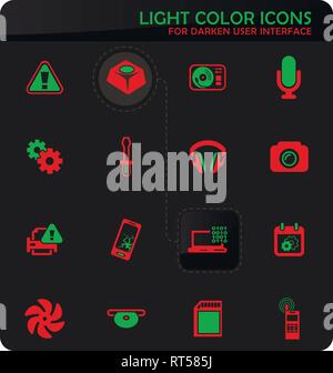 Electronics repair easy color vector icons on darken background for user interface design Stock Vector