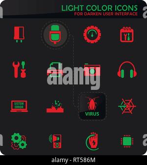 Electronics repair easy color vector icons on darken background for user interface design Stock Vector