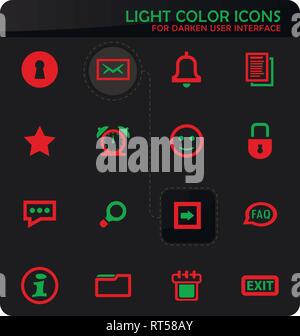 Forum interface easy color vector icons on darken background for user interface design Stock Vector