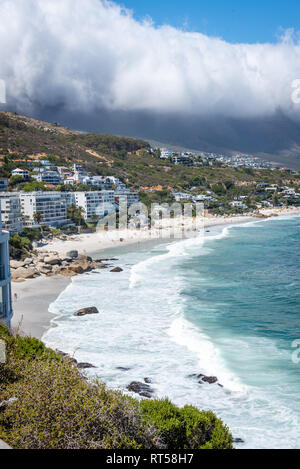 Camps Bay and coastline in Cape Town, South Africa Stock Photo