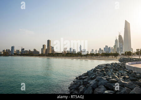 Arabia, Kuwait, Kuwait City, Persian Gulf, beach in the evening light Stock Photo