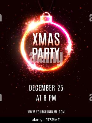 Xmas Party poster design template. Stock Vector