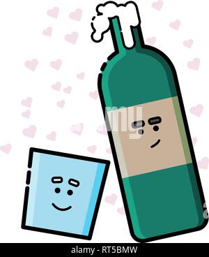 Wine vector illustration. Cute wine character cartoon. Stock Vector
