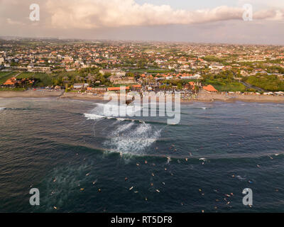 Indonesia, Bali, Canggu, Aerial view of Batu bolong beach Stock Photo