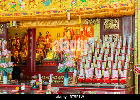 Chinese Taoist Temple Altar with Gods Goddesses and Dieties Statues and ...