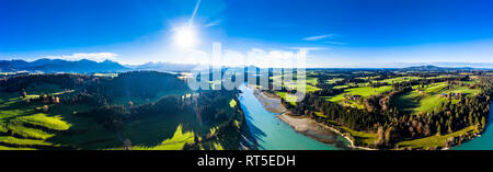 Germany, Bavaria, East Allgaeu, Fuessen, Prem, Aerial view of Lech reservoir Stock Photo