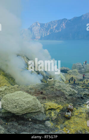 Indonesia, Java, acid Ijen crater lake Stock Photo