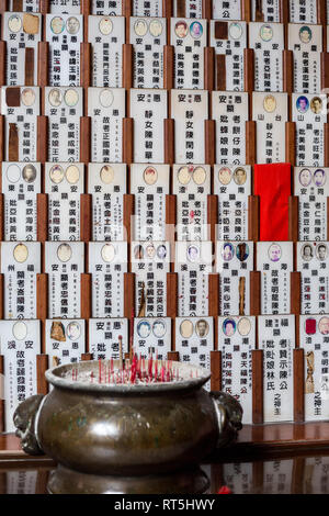 Ancestral Tablets, Eng Chuan Tong Tan Kongsi temple and Clan House, George Town, Penang, Malaysia Stock Photo