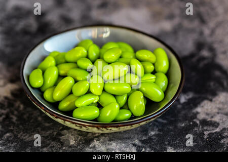 Edamame, soy beans in bowl Stock Photo