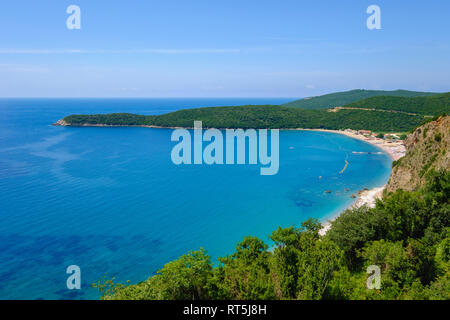 Montenegro, Adriatic Coast, near Budva, beach and Cape Jaz Stock Photo
