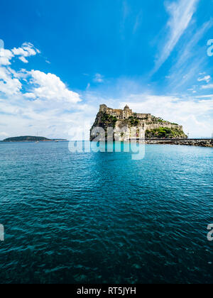 Italy, Campania, Naples, Gulf of Naples, Ischia Island, Castello Aragonese on rock island Stock Photo