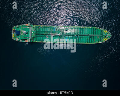 Indonesia, Bali, Aerial view of oil tanker Stock Photo