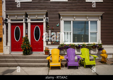 Colorful jelly bean houses, St. John's, Newfoundland and Labrador Province, Canada Stock Photo