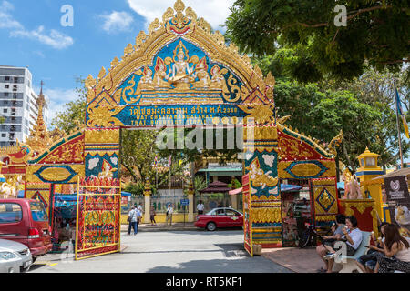 Exit-Entrance gate to the Wat Chayamangkalaram,  Temple of the Reclining Buddha. George Town, Penang, Malaysia Stock Photo