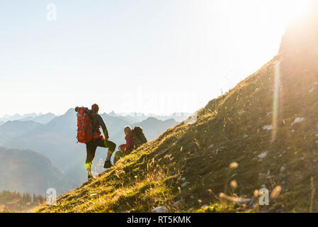Couple hiking in the Austrian mountains Stock Photo
