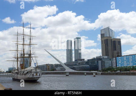 Modern bridge from Puerto Madero, Buenos Aires, Argentina landmark.  Buenos Aires cityscape Stock Photo