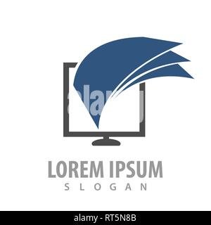 logo concept design. sheet paper monitor. Symbol graphic template element Stock Vector