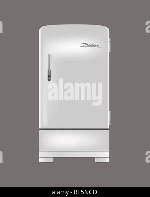Vintage fridge. Isolated on gray background. Vector illustration Stock Vector