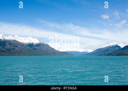 Navigation on Argentino lake, Patagonia landscape, Argentina. Patagonian panorama Stock Photo