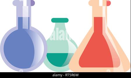 science laboratory flasks on white background vector illustration