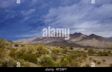 The beginning of Monsoon season up over the Arizona Desert and Black Mountain Stock Photo