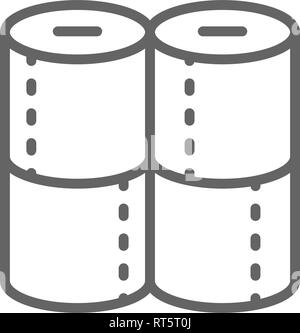 Toilet paper rolls line icon. Isolated on white background Stock Vector