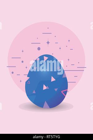 blue egg decoration happy easter card vector illustration vector illustration Stock Vector