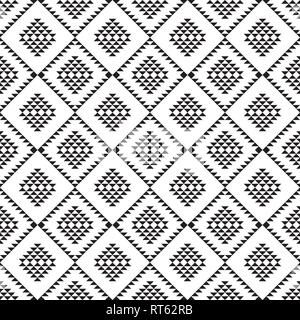 Seamless Black and White Triangles Mosaic Patterns, Abstract Geometric Triangle Background. Stock Vector