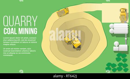 super heavy duty machine concept big haul truck for coal mining with shadow illustratiuon best for web and presentation Stock Vector