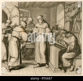 Martin Luther as a Vicar-General of the Augustiner monastery. Illustration from: 'Dr. Martin Luther the German Reformer', illustrated by Gustav König, published by Rudolf Besser, Gotha, 1850th., Additional-Rights-Clearance-Info-Not-Available Stock Photo