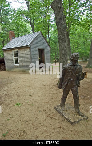 Recreation of Henry David Thoreau's cabin at Walden pond Stock Photo