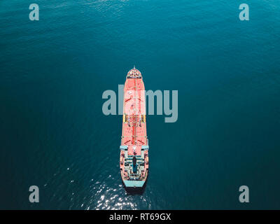 Indonesia, Bali, Aerial view of oil tanker Stock Photo