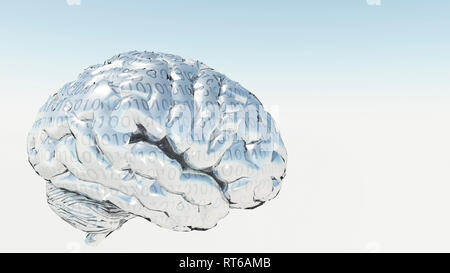 Binary Brain. 3D rendered Stock Photo