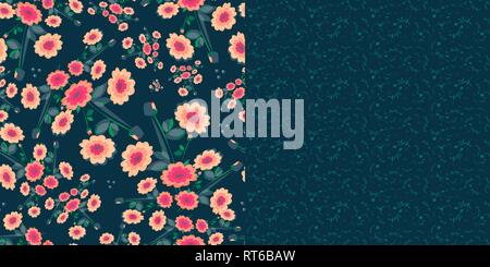 Set of two vector color compatible seamless patterns Stock Vector