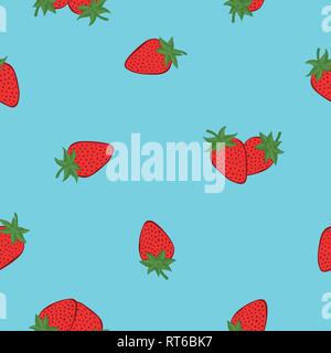 Strawberry fruit seamless pattern background. Vector illustration for textile print, surface design or packaging Stock Vector
