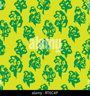 Seamless brush pattern with trees. Hand drawn grunge ink background. Vector illustration. Stock Vector