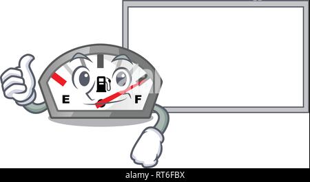 Thumbs up with board gasoline indicator in the character shape Stock Vector