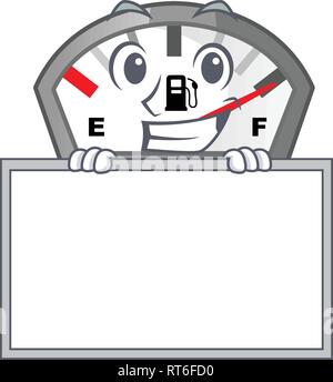 Grinning with board gasoline indicator in the character shape Stock Vector