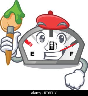 Artist gasoline indicator in the character shape Stock Vector