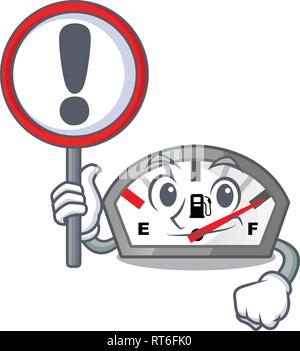 With sign gasoline indicator in the character shape Stock Vector